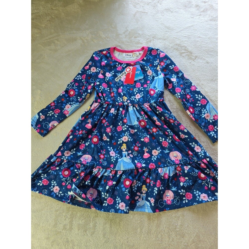Disney Princess Cinderella 5/6Yr Girls Long Sleeve Casual Fall Clothes Deep Blue